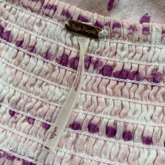 Free People Ocean Ave Pink & Ivory Linen Romper Size Small - Picture 5 of 7